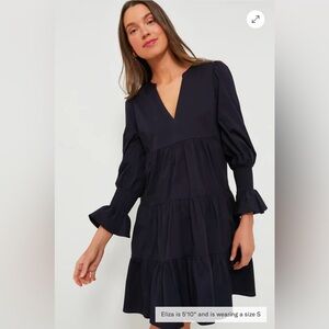 Pomander Place Elegant Navy Long Sleeve Dress